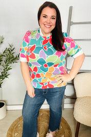 Spring Vibes Multicolor floral Rib Back Bow Tie Detail Top | 07-01-25 Summer Sale Daverri Fashions