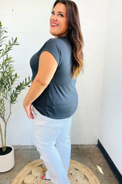 Charming In Charcoal Asymmetrical Shirred Modal Top | 07-01-25 Summer Sale Daverri Fashions