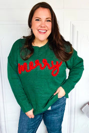 Be Merry Hunter Green Pop Up Sweater | Daverri Fashions