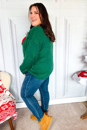 Be Merry Hunter Green Pop Up Sweater | Daverri Fashions