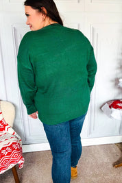 Be Merry Hunter Green Pop Up Sweater | Daverri Fashions