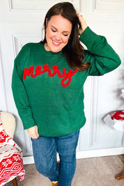 Be Merry Hunter Green Pop Up Sweater | Daverri Fashions