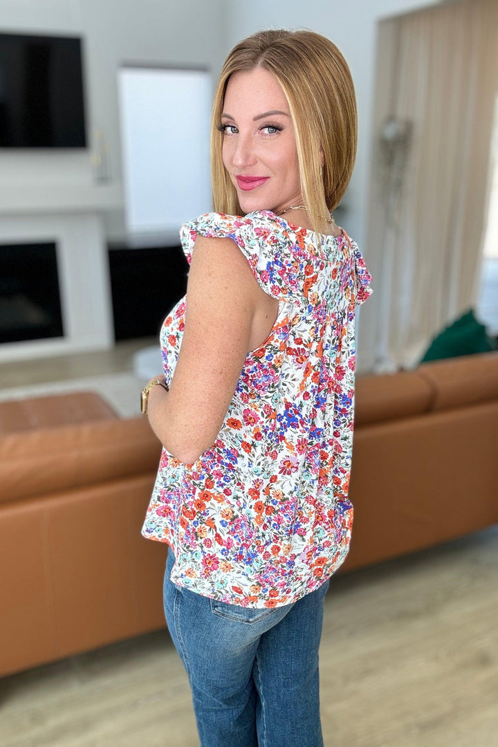 Take A Risk Floral Square Neck Top Tops