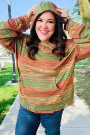 Under Your Spell Orange & Green Space Dye Thermal Hoodie | 2024 Blow-Out Sale Daverri Fashions