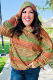 Under Your Spell Orange & Green Space Dye Thermal Hoodie | 2024 Blow-Out Sale Daverri Fashions