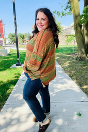 Under Your Spell Orange & Green Space Dye Thermal Hoodie | 2024 Blow-Out Sale Daverri Fashions