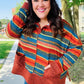 Casual Living Rust & Teal Striped Two Tone Knit Pocketed Top - DAVERRI FASHIONS