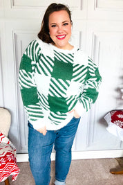 Under The Christmas Tree Green Plaid Soft Brushed Hairy Sweater | 2024 Blow-Out Sale Daverri Fashions