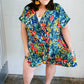 Navy Tropical Floral Surplice Romper - DAVERRI FASHIONS