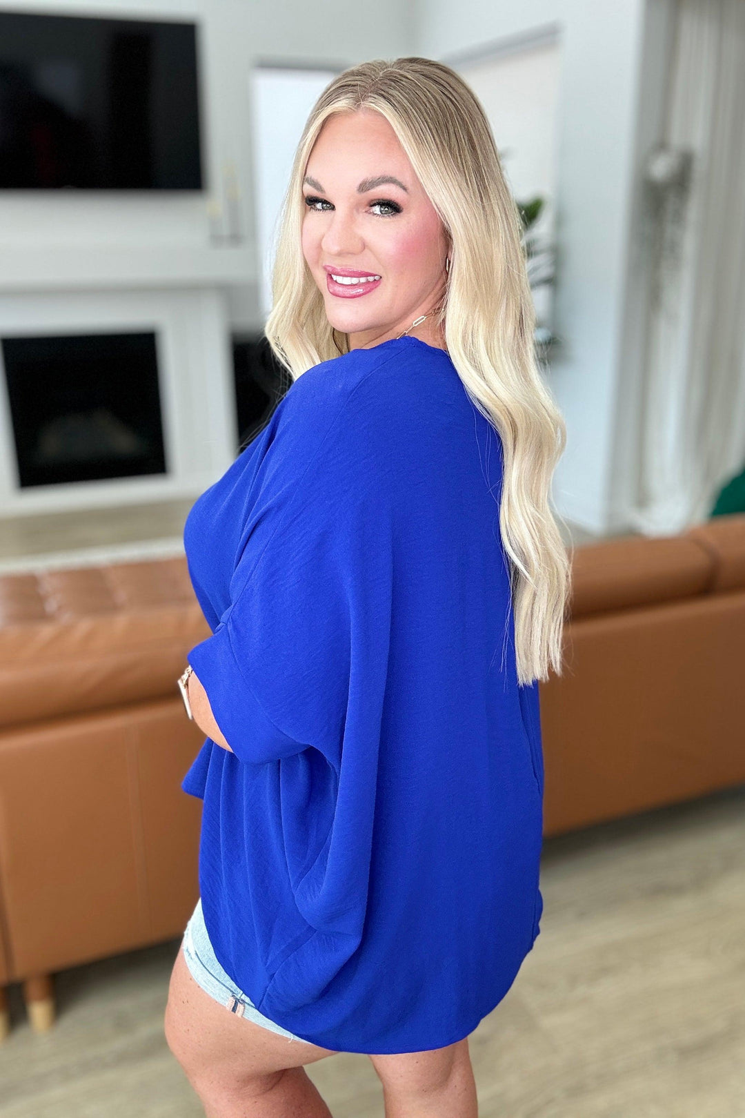 Feels Like Me Dolman Sleeve Top in Royal Blue Shirts & Tops