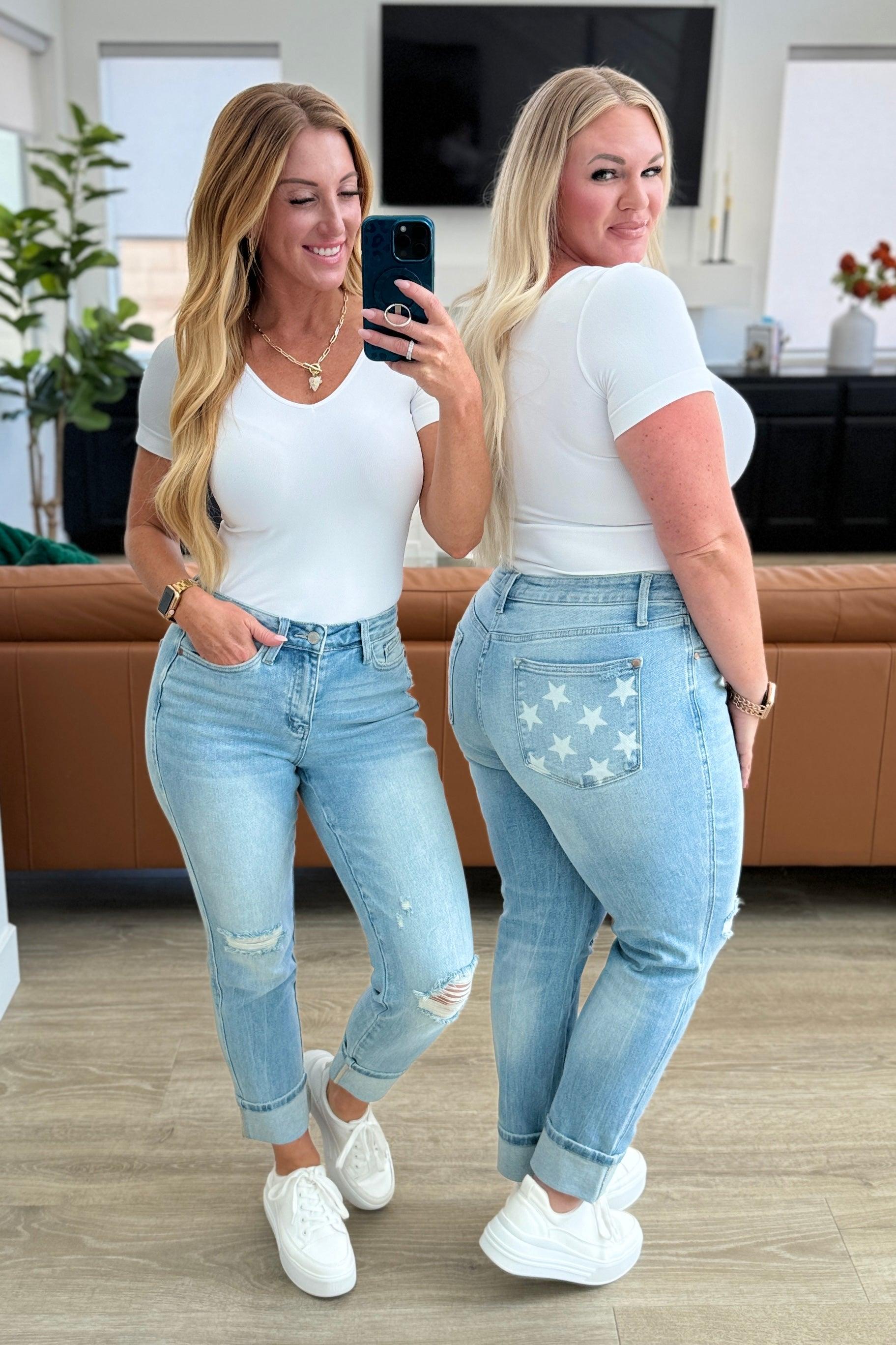 Sam Mid Rise Star Pocket Boyfriend Jeans Bottoms