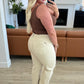 Selena High Rise Distressed 90's Straight Jeans in Bone Jeans