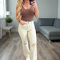Selena High Rise Distressed 90's Straight Jeans in Bone Jeans