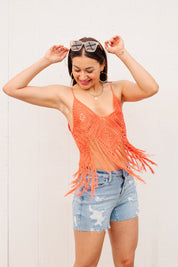 Festival Fringe Tank in Orange Womens