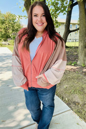 Boldy You Camel Dolman Sleeve Colorblock Knit Bomber Jacket | Daverri Fashions