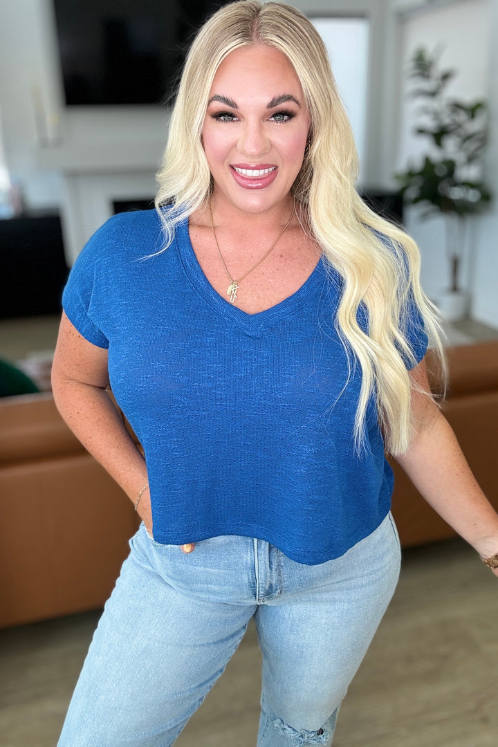 Classic Comfort V-Neck Top in Classic Blue Tops