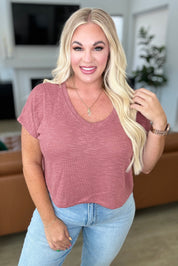 Classic Comfort V-Neck Top in Winter Rose | Tops Daverri Fashions