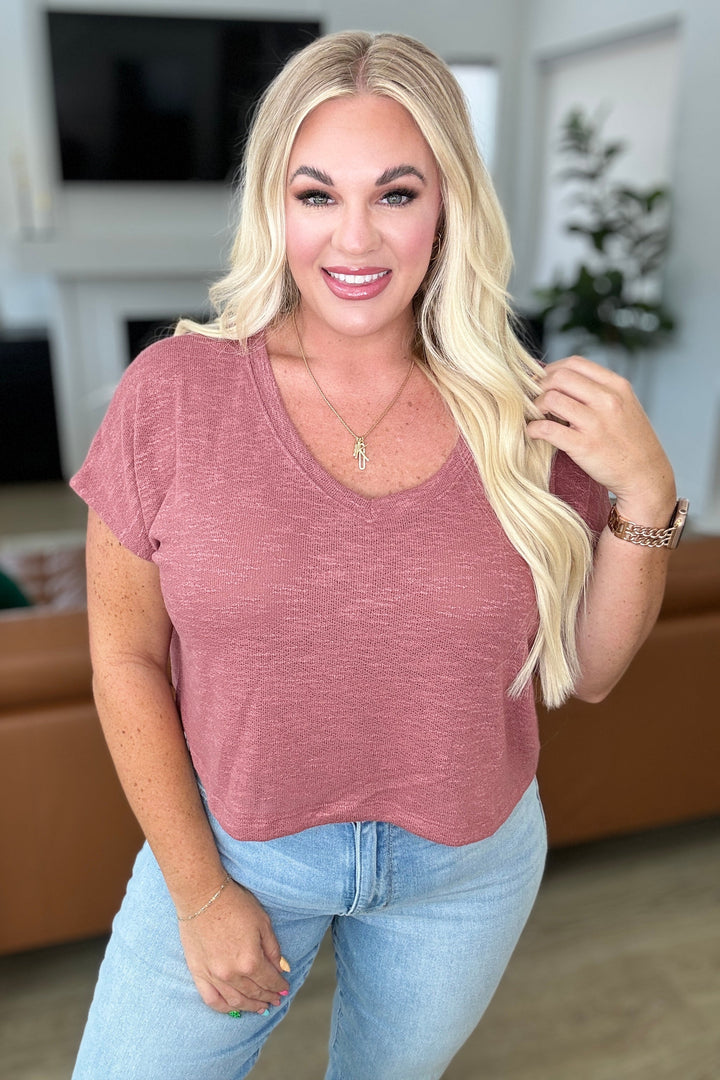Classic Comfort V-Neck Top in Winter Rose Tops