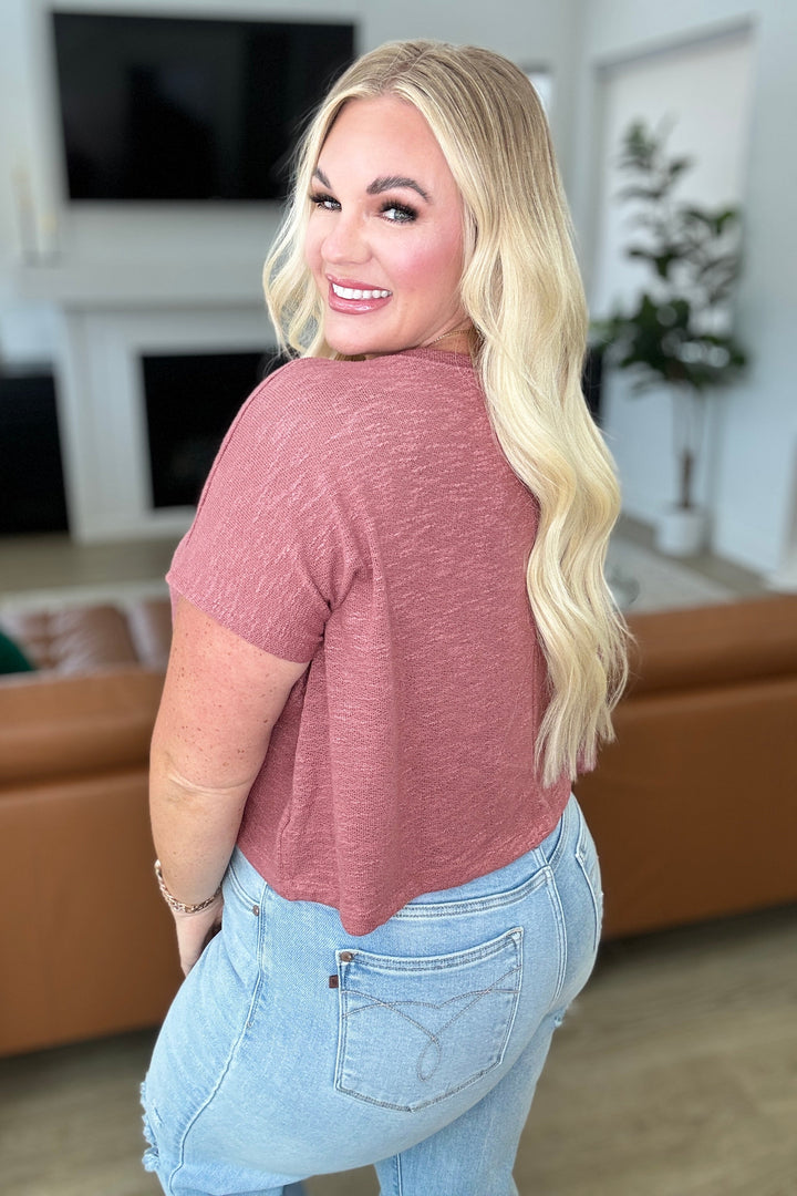 Classic Comfort V-Neck Top in Winter Rose Tops
