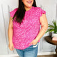 Look Of Love Fuchsia Floral Yoke Ruffle Short Sleeve Top - DAVERRI FASHIONS