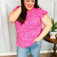 Look Of Love Fuchsia Floral Yoke Ruffle Short Sleeve Top - DAVERRI FASHIONS