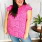 Look Of Love Fuchsia Floral Yoke Ruffle Short Sleeve Top - DAVERRI FASHIONS