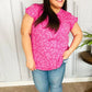 Look Of Love Fuchsia Floral Yoke Ruffle Short Sleeve Top - DAVERRI FASHIONS