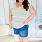 Sunny Days Coral Two Tone Striped Textured Knit V Neck Top - DAVERRI FASHIONS