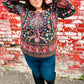 Take The Leap Black & Mauve Border Print Boho Tie Top - DAVERRI FASHIONS