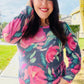 On My Heart Navy Floral Brushed Hacci Sweater Top - DAVERRI FASHIONS