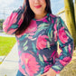 On My Heart Navy Floral Brushed Hacci Sweater Top - DAVERRI FASHIONS