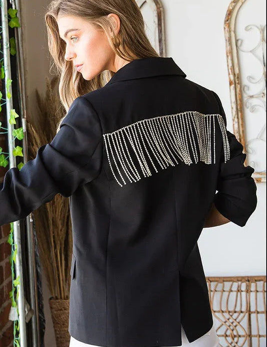 Holiday Glam Tassel Blazer | Daverri Fashions