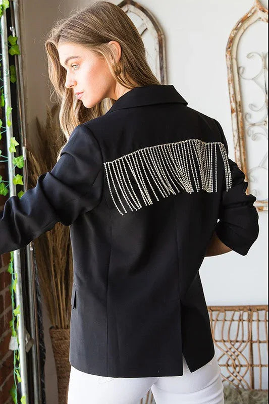 Holiday Glam Tassel Blazer | Daverri Fashions