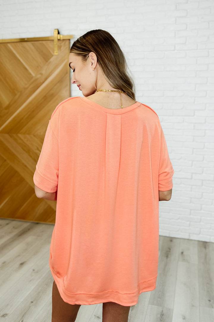 In the Rotation Exposed Seam Tee in Apricot Splash Womens