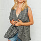 Moss Plaid Sleeveless Scalloped Vest - DAVERRI FASHIONS