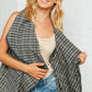 Moss Plaid Sleeveless Scalloped Vest - DAVERRI FASHIONS