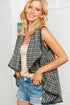 Moss Plaid Sleeveless Scalloped Vest - DAVERRI FASHIONS