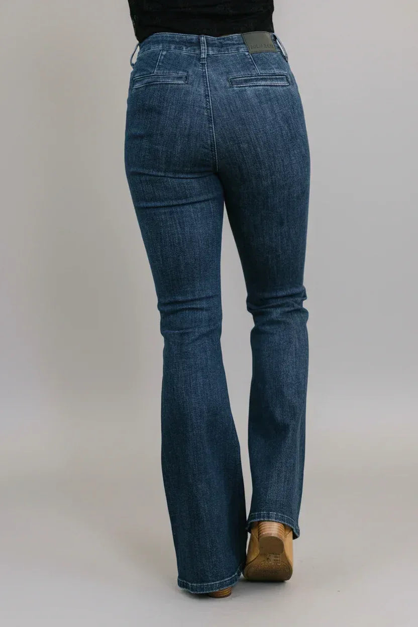 Judy Blue High Waist Patch Pockets Flare Jeans - DAVERRI FASHIONS