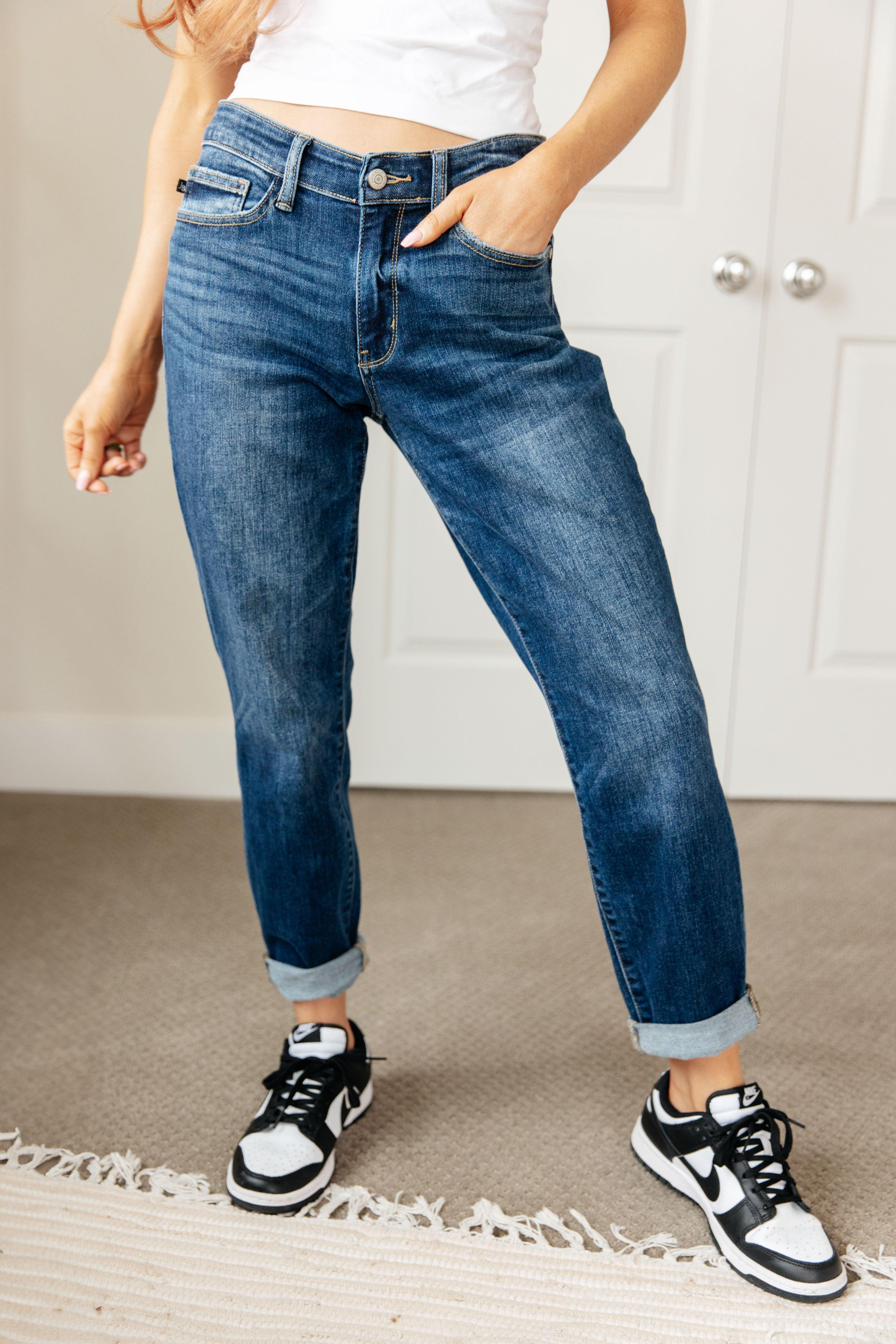 London Midrise Cuffed Boyfriend Jeans Jeans