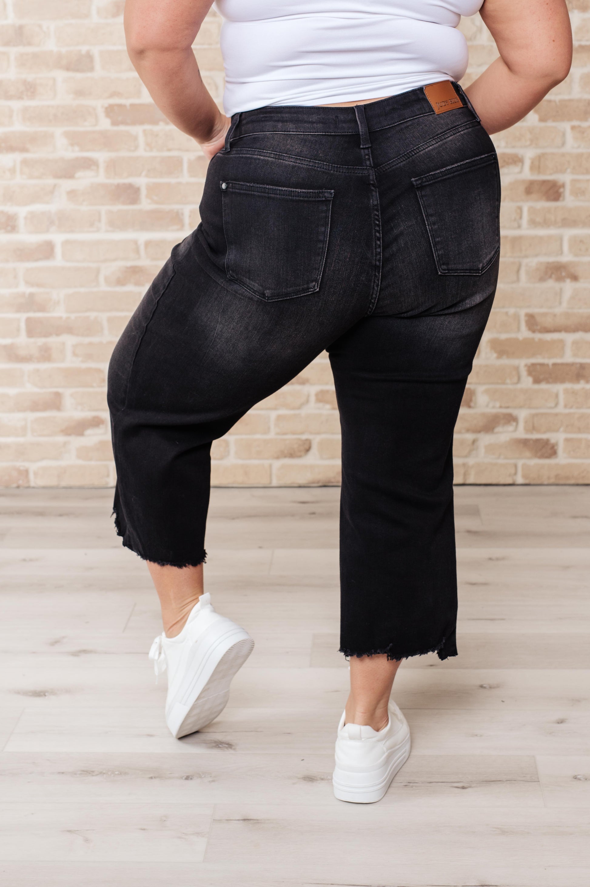 Ryan High Rise Button Fly Wide Leg Crop Jeans Jeans