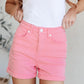 Judy Blue Pink High Rise Control Top Cuffed Shorts Denim Shorts