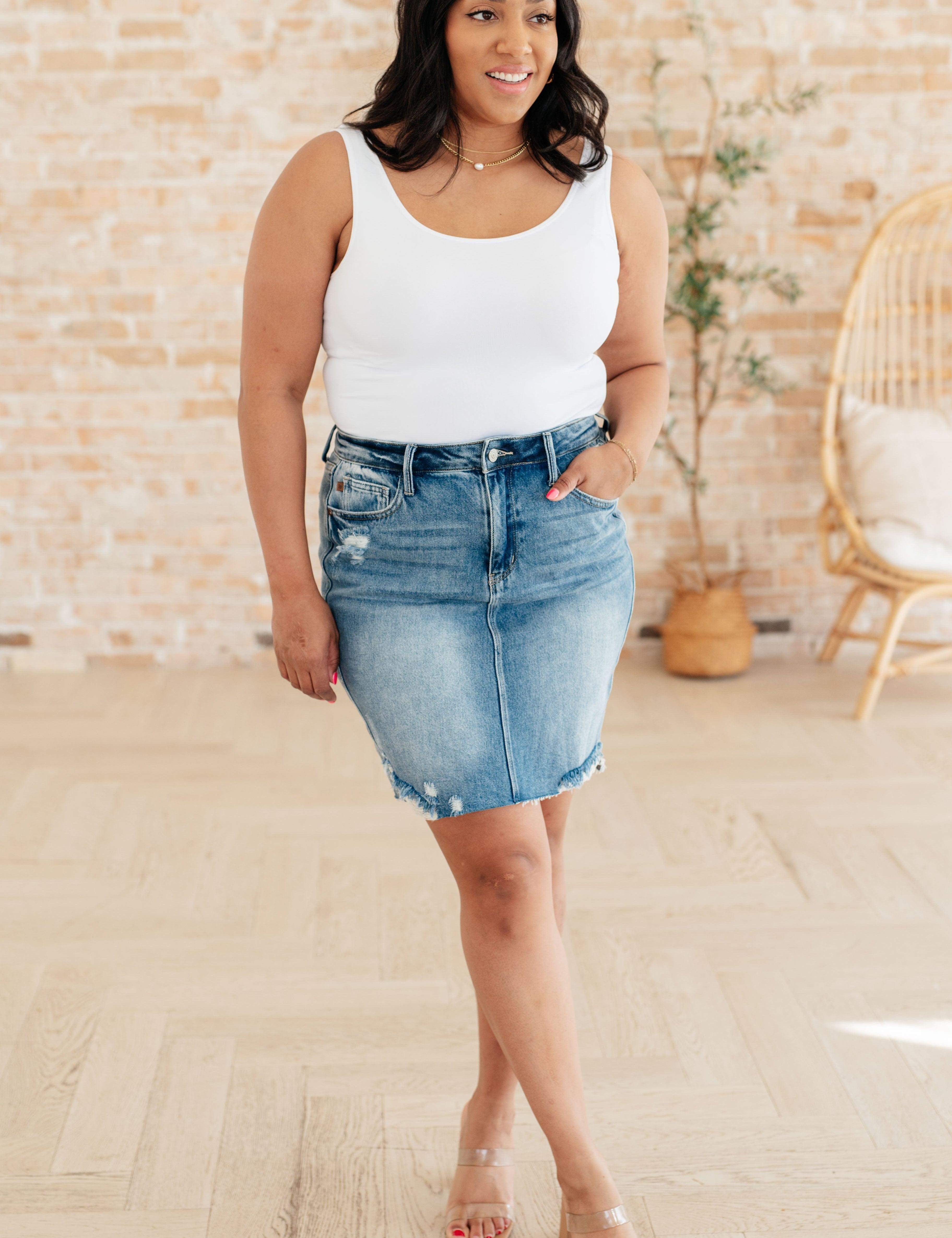 Judy Blue Plus Size High Rise Denim Skirt | Denim Skirts Daverri Fashions