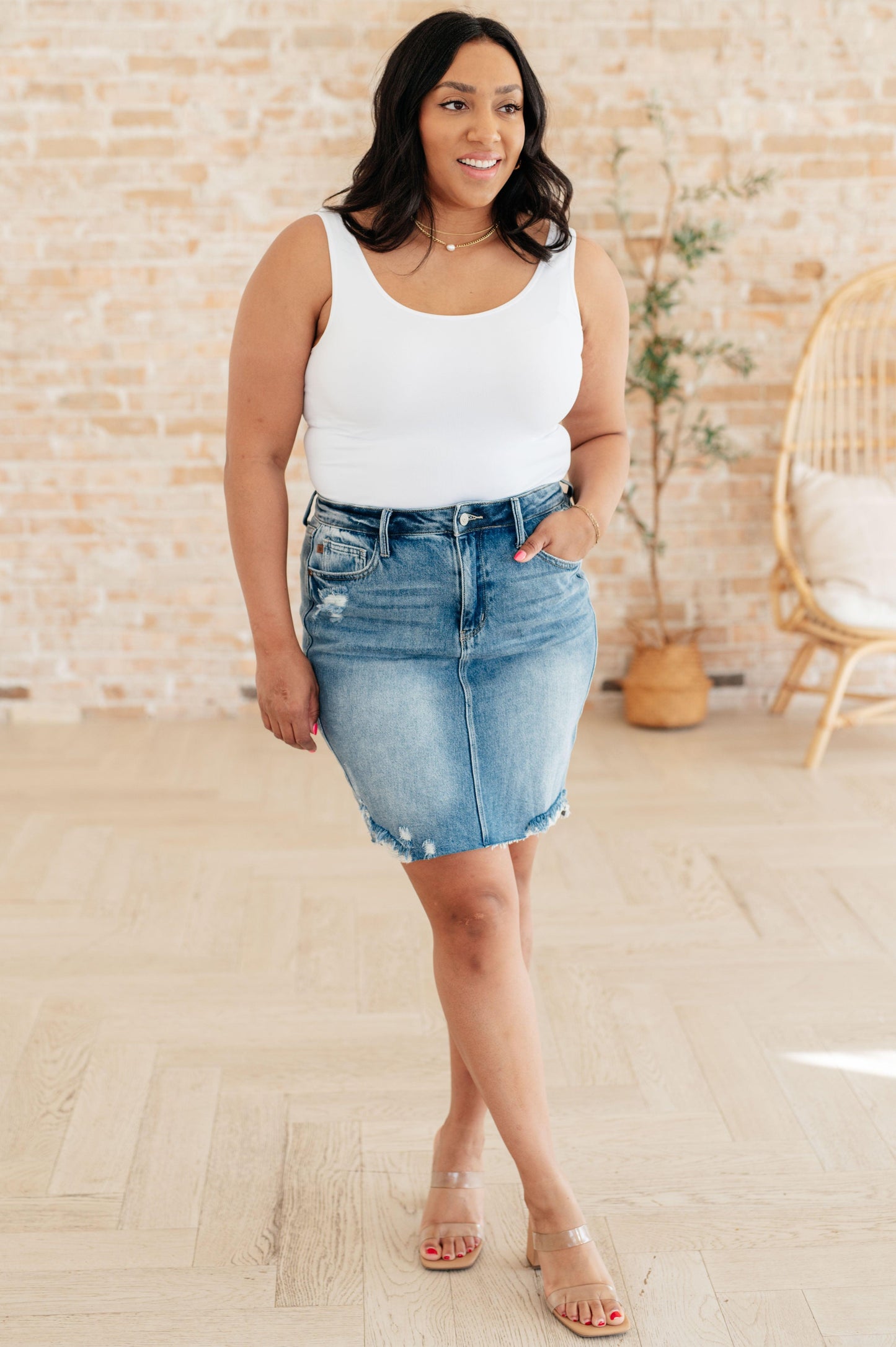 Judy Blue Plus Size High Rise Denim Skirt Denim Skirts