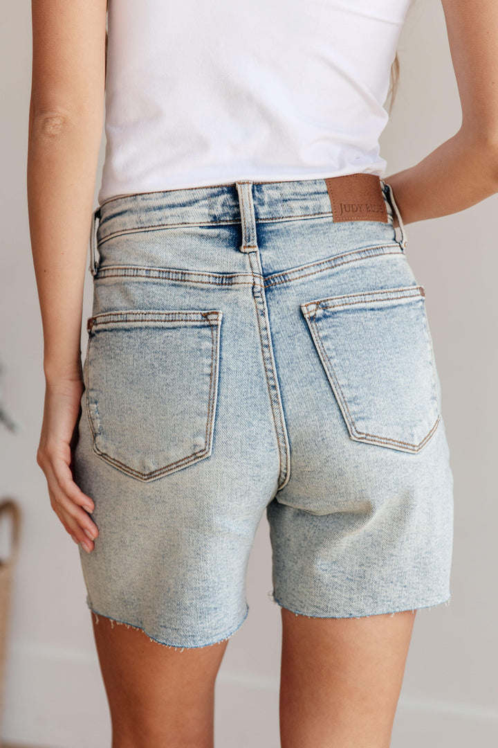 Cindy High Rise Mineral Wash Distressed Boyfriend Shorts Shorts