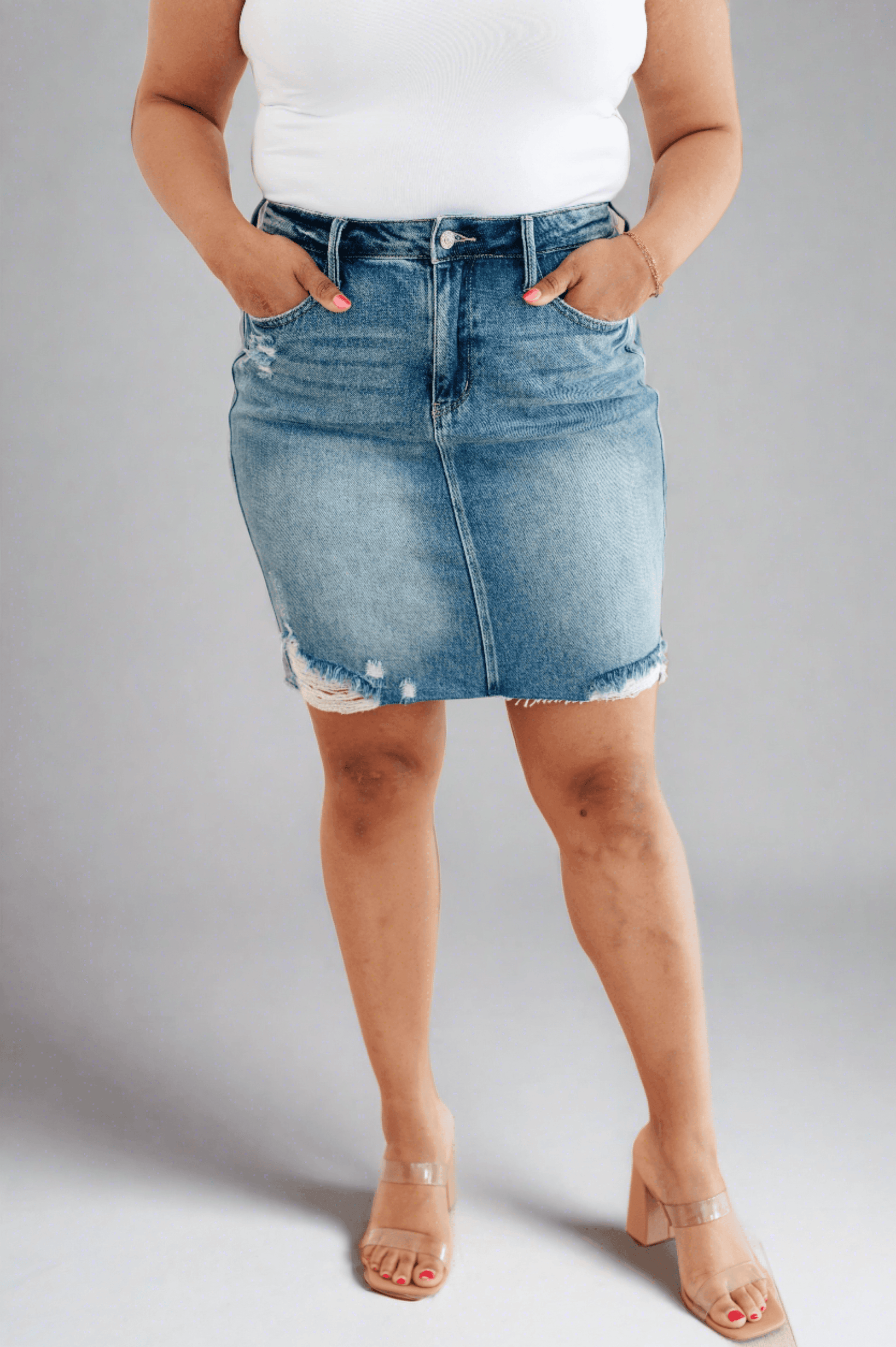 Judy Blue Plus Size High Rise Denim Skirt Denim Skirts