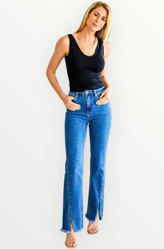 Judy Blue Vintage Wash Split Hem Jeans Jeans
