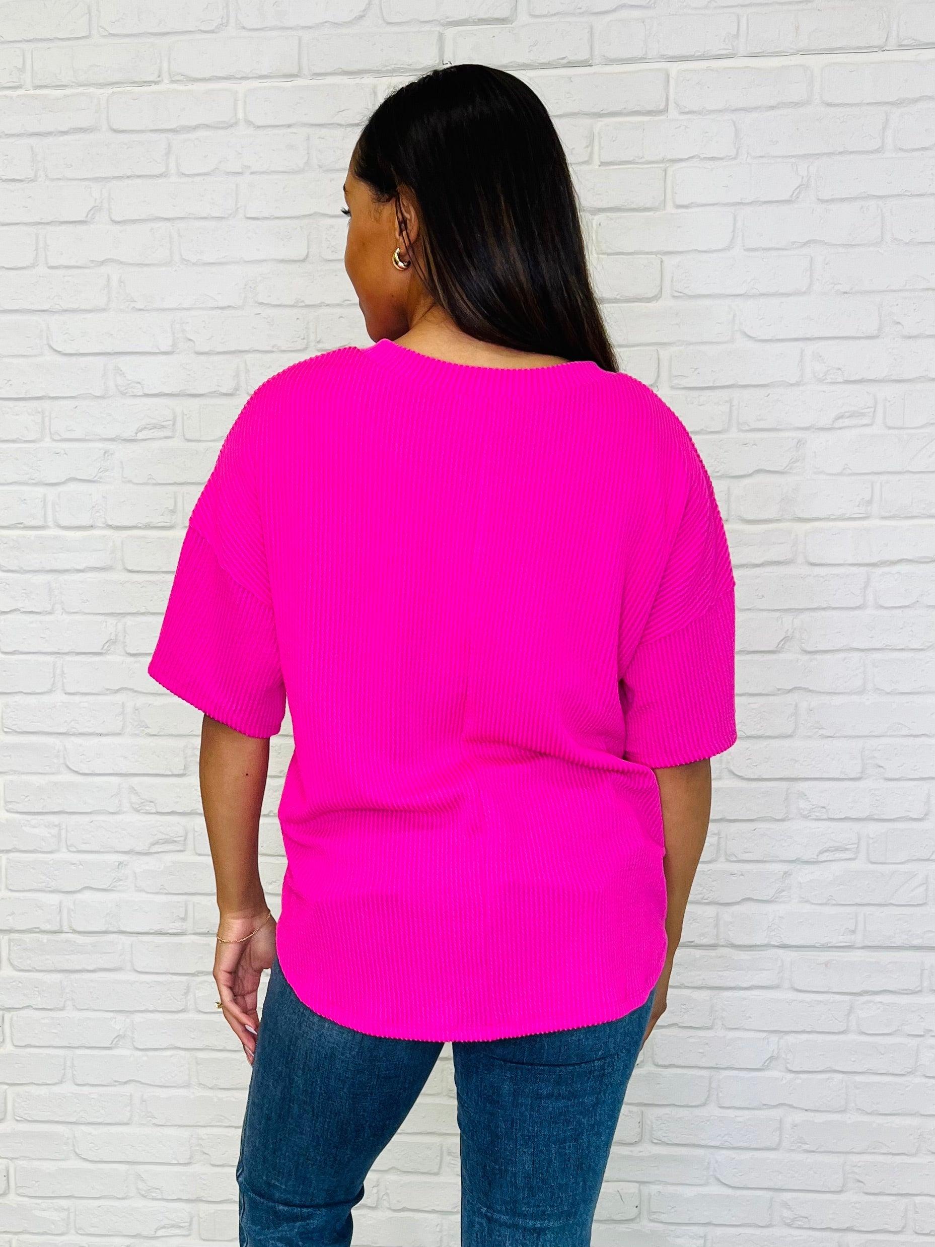 Andree by Unit V-Neck Fuchsia Basic Tee T-Shirts