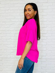Andree by Unit V-Neck Fuchsia Basic Tee | T-Shirts Daverri Fashions
