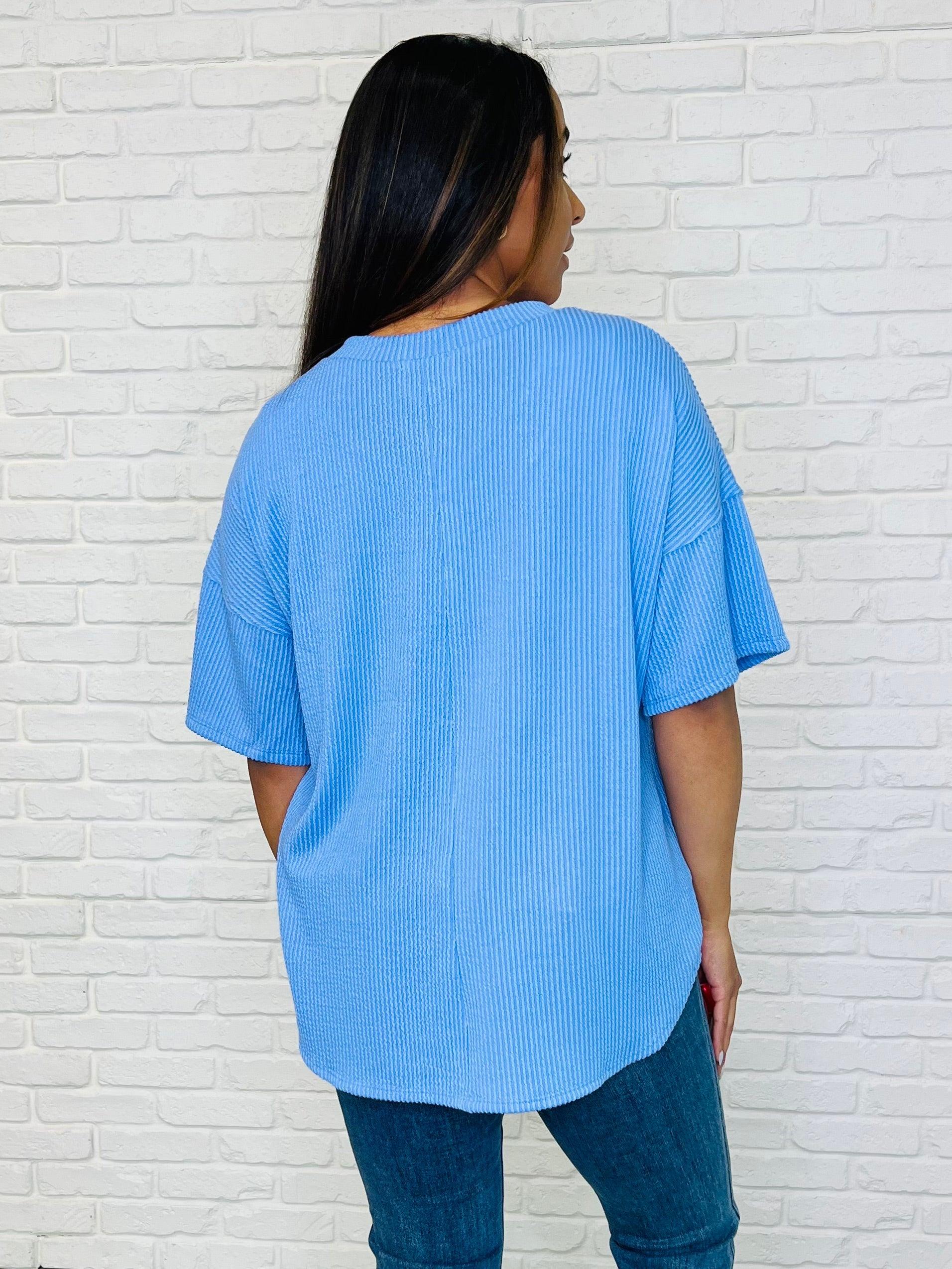Andree by Unit V-Neck Periwinkle Blue Basic Tee T-Shirts