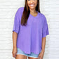 Andree By Unit V-Neck Purple Basic Tee T-Shirts